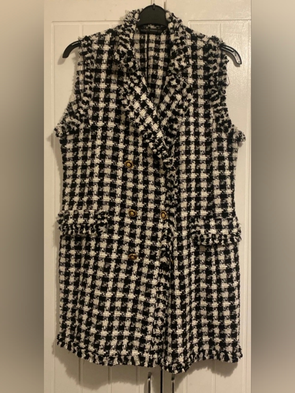 Zara Black & White Tweed Sleeveless Vest Dress